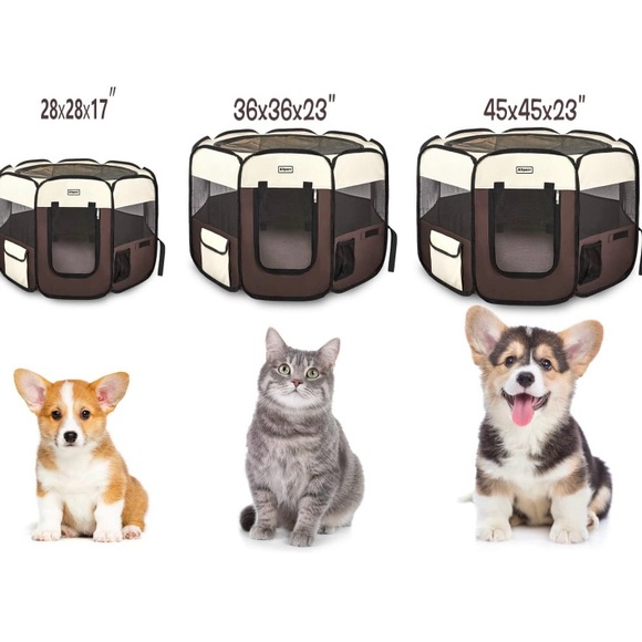 Dog Playpen Foldable & Portable Indoor/Outdoor Activities Removable Zipper Top M - Picture 7 of 10